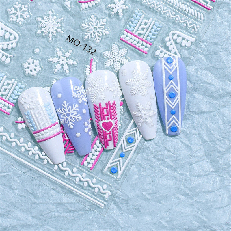 Christmas Relief Nail Stickers Paper Tape Adhesive Waterproof