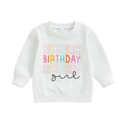 Hot New Items at Buy Center: Girl's Casual Versatile Birthday Letter Hoodie White