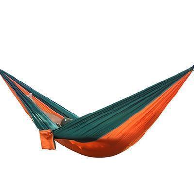 Backpacking Hammock - Portable Nylon Parachute Outdoor Double Hammock Dark green orange