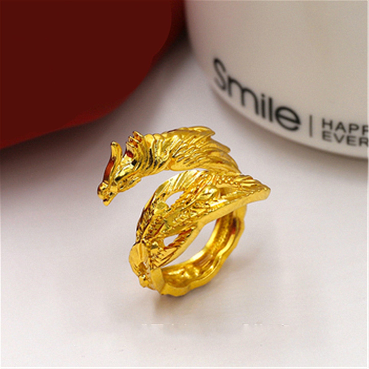 Bague d'amoureux dragon et phénix