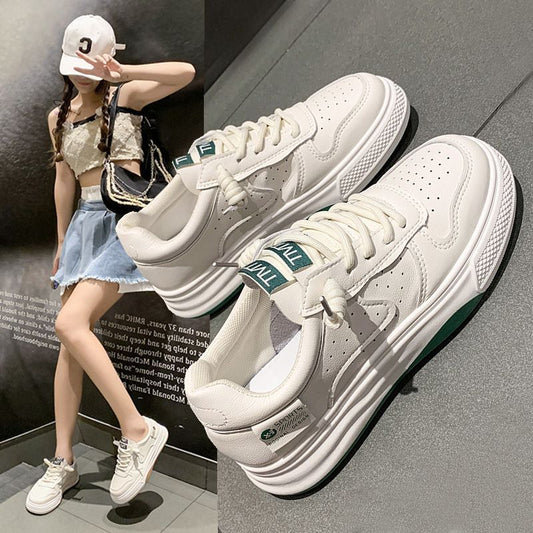 Hot New Items at Buy Center: Spring And Autumn Flat Platform White All-matching Casual Sports White Shoes Board Shoes