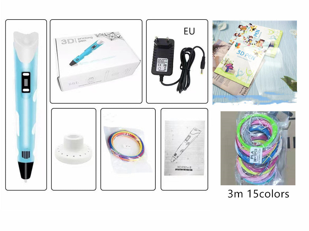 New at Buy Center: Children's 3d Printing Pen Three-dimensional Brush Toy Set Blue pen D set