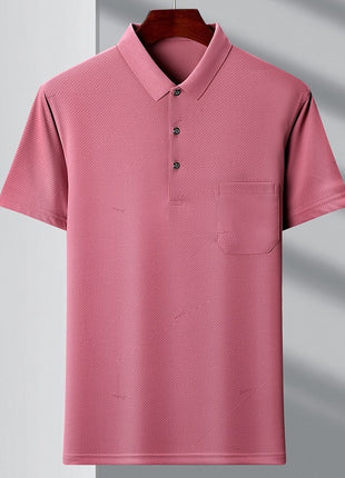 Camiseta tipo polo juvenil con cuello tipo polo y rayas con bolsillo real para hombre