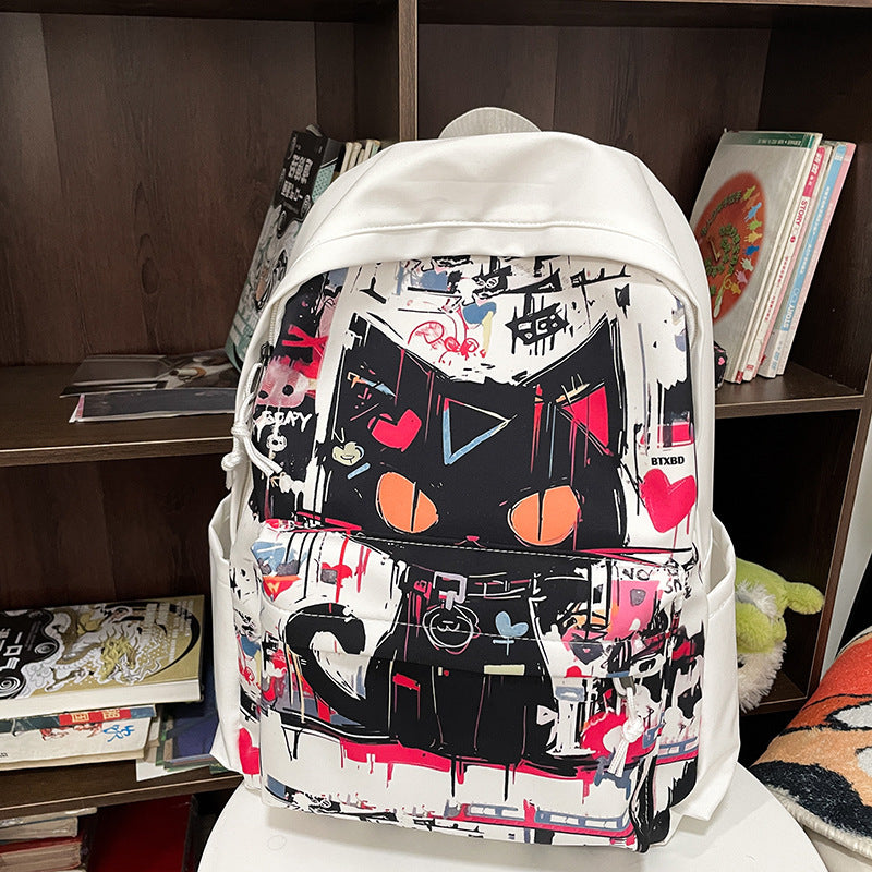 Now Available at Buy Center: Girls' Harajuku Style Personalized Graffiti Simple All-match Backpack Black