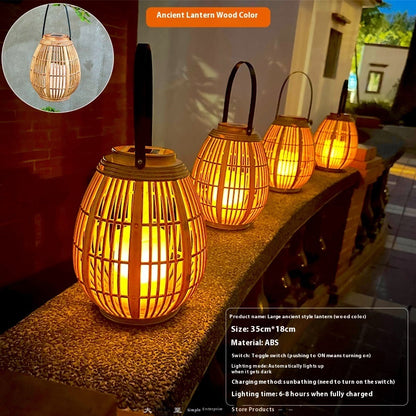 Hot New Items at Buy Center: Solar Garden Decoration Bamboo Woven Candle Lights Solar Wood Color