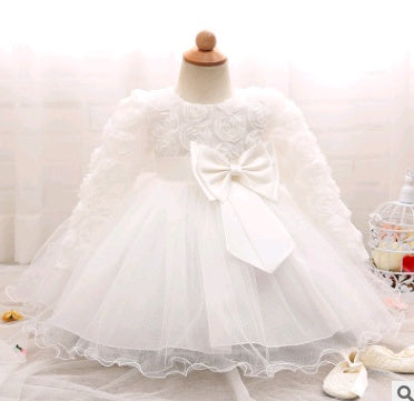 Long-sleeved girls dress rose children's wedding dress skirt Buy Center