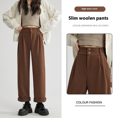 Straight Woolen Wide Leg Pants Buy Center