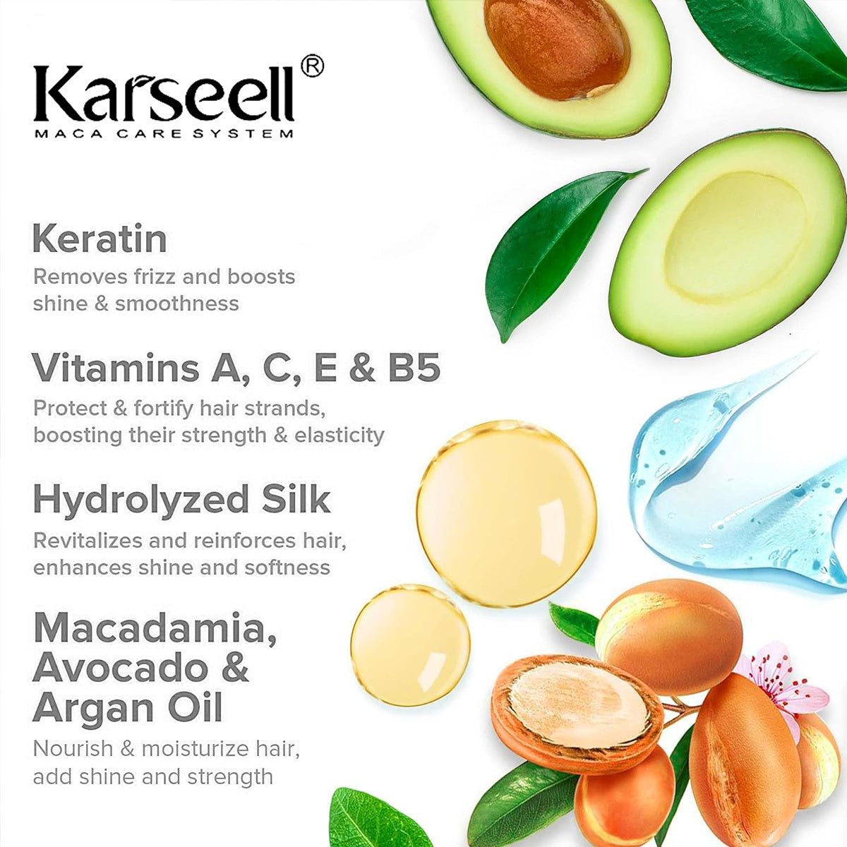 Just Arrived at Buy Center: Karseell Moisturize Maca Hair Collagen Conditioner Hair Care Repair Restore Haircare Shampoo Moisturizing