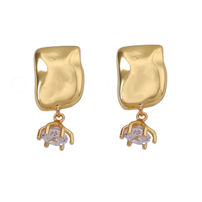 Buy Center Trend-Retro Inlaid Zircon Asymmetric Irregular Earrings