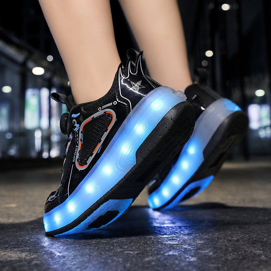 Fresh Arrivals at Buy Center: Double Wheel Heelys Children's Luminous Charging Roller Skating Deformation Skate Shoes