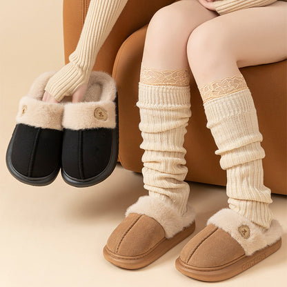 Nuevas pantuflas de felpa para mujer y hombre, pantuflas cálidas de invierno para el hogar, zapatos de forro polar con suela gruesa para interiores