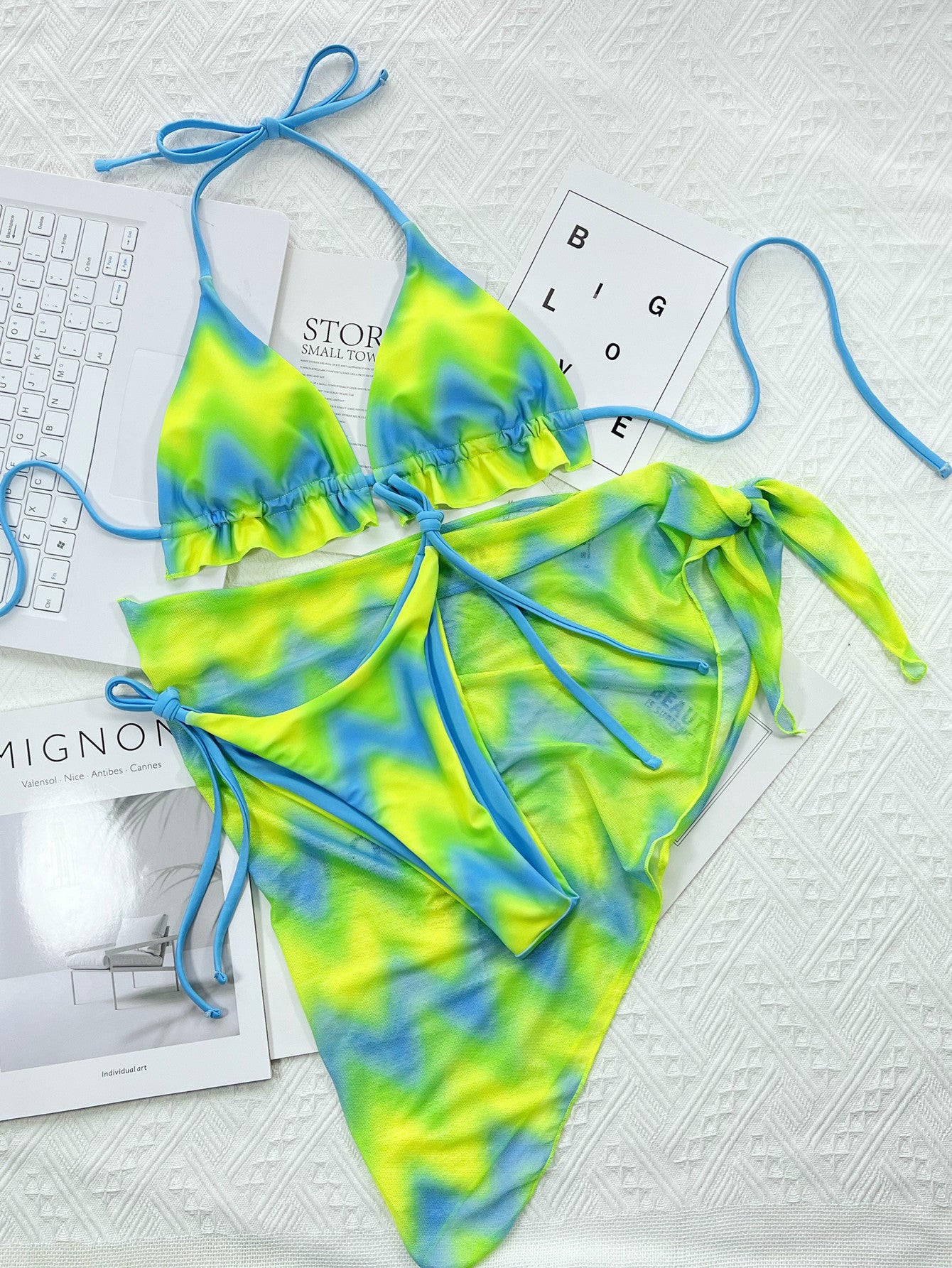 Just Arrived at Buy Center: Bikini Tie Dyed Outer Single Swimsuit Bikini Green