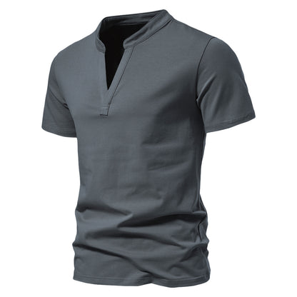 Newly Released at Buy Center: Men's Deep V-neck Short-sleeved T-shirt Stretch Bottoming Shirt Dark Gray