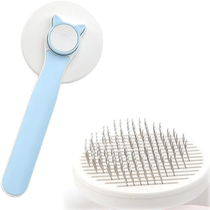 New Cat Brush Self Cleaning Kitten Brush For Short Long Haired Cats Dog Cat Grooming Brush To Remove Loose Fur And Dead Undercoat Blue