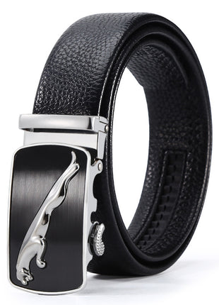 Ceinture d'affaires à boucle automatique en cuir pour homme