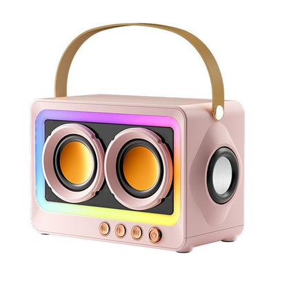 Fresh Arrivals at Buy Center: Bluetooth Audio Retro Mini Portable Wireless Card Vehicle-mounted Speakers Desktop Audio New Pink