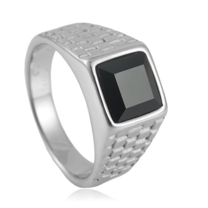 Newly Arrived at Buy Center: Ornament Titanium Steel Multi-color Stone Personality Square Ring