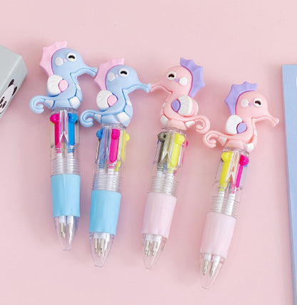 Fresh on the Scene at Buy Center: Cute Cartoon Cute Object Four-color Press Color Ballpoint Pen Random 1PC Hippocampus