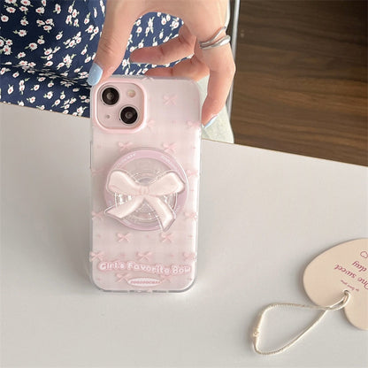 Just Arrived at Buy Center: Magnetic Drop-resistant Plaid Bow Phone Case