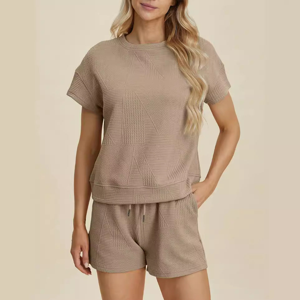 Textured Fabric Fashion Shorts Suit Buy Center