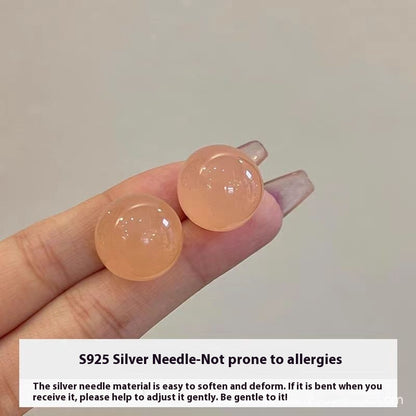 Buy Center Picks-Jelly Color Ball Stud Earrings Women's Light Luxury High-grade Temperament Jelly Orange