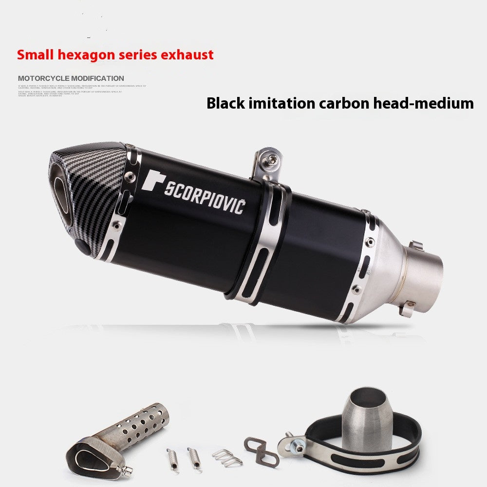 Newly Arrived at Buy Center: Motorcycle Modified Exhaust Pipe Small Hexagonal Black Imitation Carbon Head