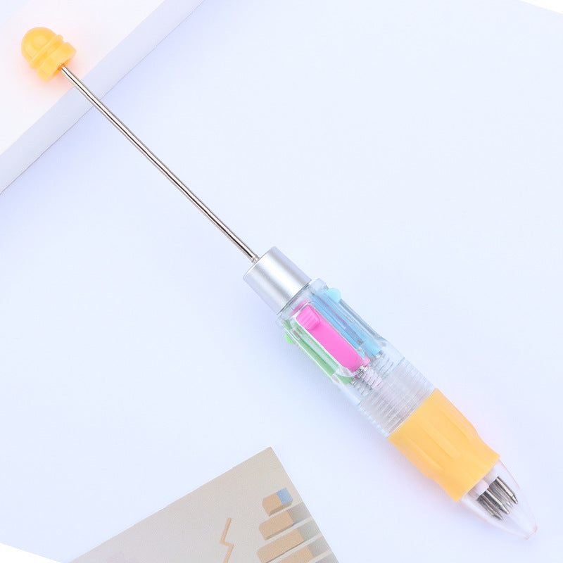 Buy Center Ultimate-Cute Puzzle Multi-color Beaded Visible Transparent Ballpoint Pen Bullet Type 0.7 6 Macarons Yellow