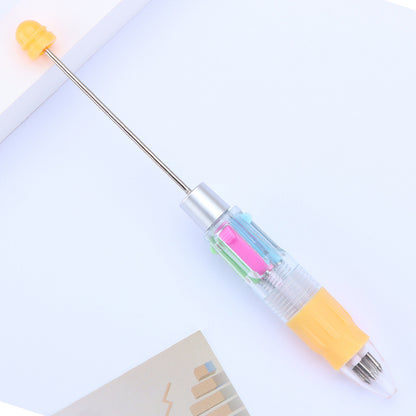 Buy Center Ultimate-Cute Puzzle Multi-color Beaded Visible Transparent Ballpoint Pen Bullet Type 0.7 6 Macarons Yellow