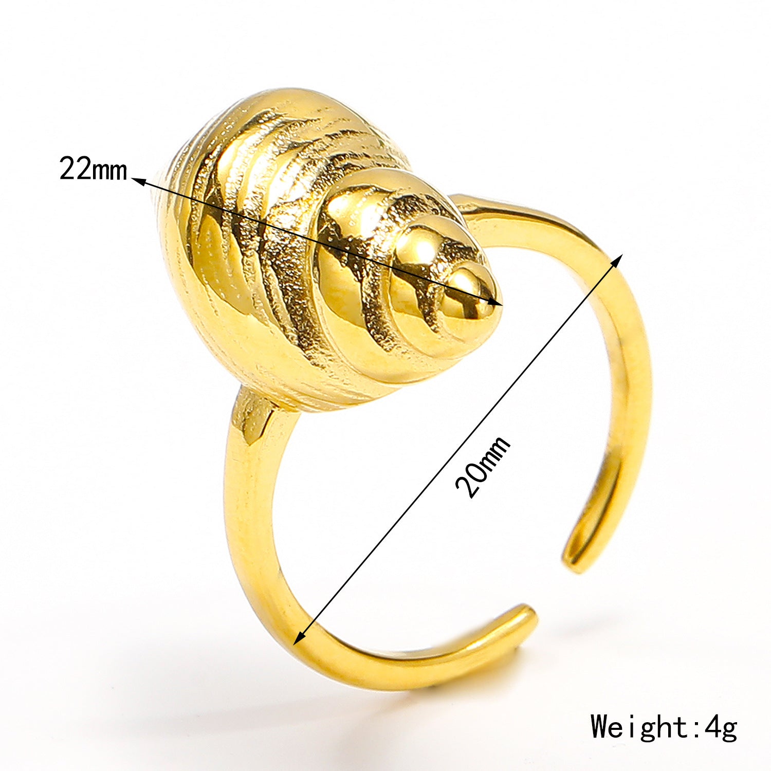 Buy Center Picks-Spiral Conch-shaped Unique Titanium Steel Ring Women Gold