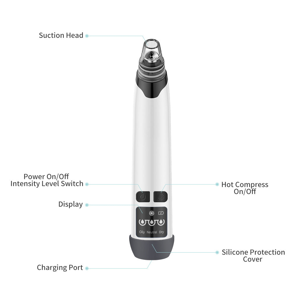 Aspirateur électrique pour points noirs et pores, nettoyeur de pores, nettoyeur d'acné, nettoyeur de boutons, épurateur de peau, aspirateur de points noirs