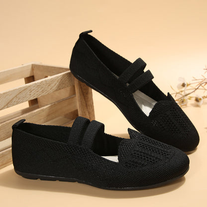 Hot New Items at Buy Center: Casual Mesh Flats Women's Low-cut Round Toe Slip-on Knit Shoes