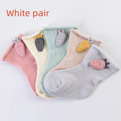 Buy Center Exclusive Offer-Spring And Autumn Newborn Kid's Socks Baby Socks Class A Loose Mouth Anti-drop White One Pair Pack