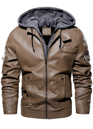 Manteau en cuir pour homme taille américaine tendance et chaud