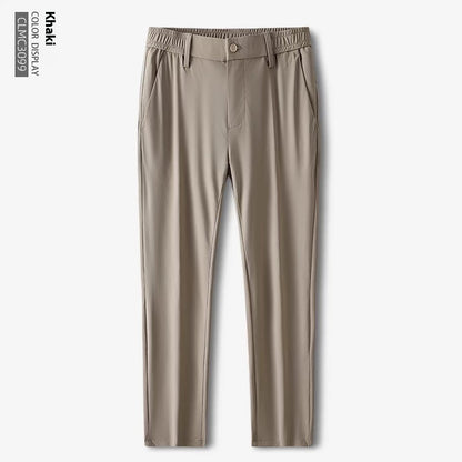 Just Arrived at Buy Center: Ice Silk Trousers Men's Thin Stretch Advanced Drooping Straight Loose Business Casual Pants