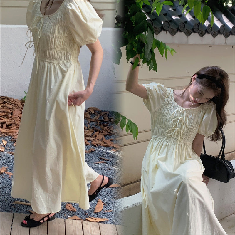 Waist-tight Slimming Puff Sleeve Long Dress | Women's Clothing3 | Buy Center