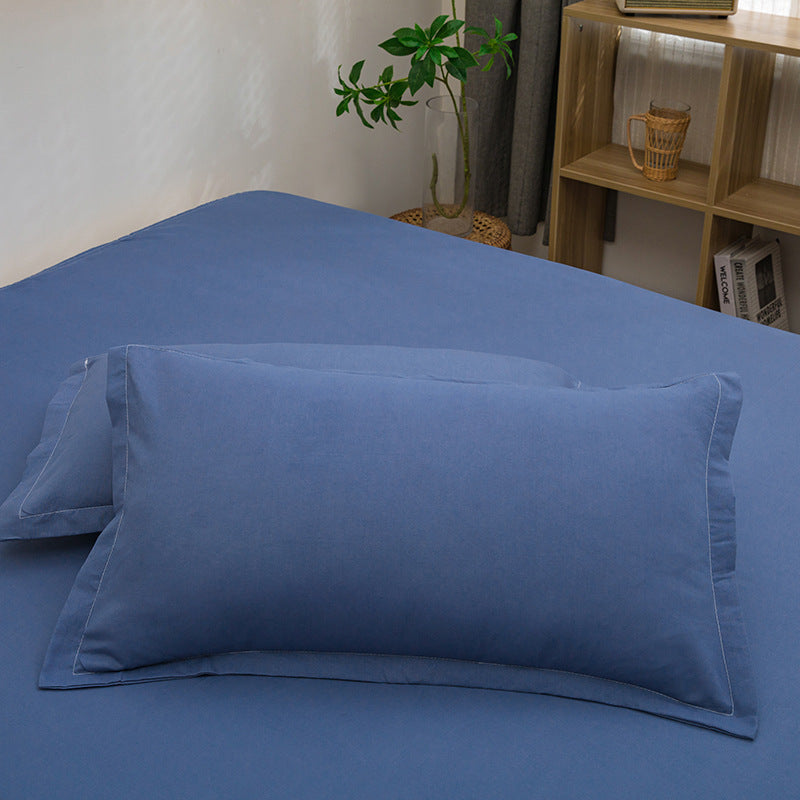 Pure Color Washed Cotton Pillowcase Single Pillowcase Buy Center