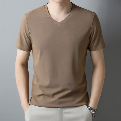 Fresh on the Scene at Buy Center: Men's Thin Casual Solid Color And V-neck Short-sleeved T-shirt