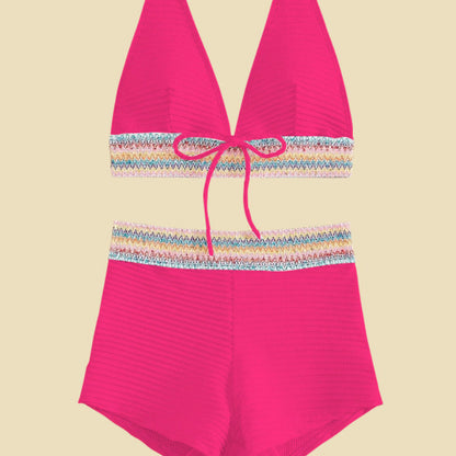 Just Arrived at Buy Center: Women's Split High Waist Bikini Suit Rose Red