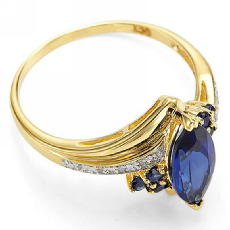 Buy Center Premium-Women's Fashion Sapphire Plated 18K Gold Ring