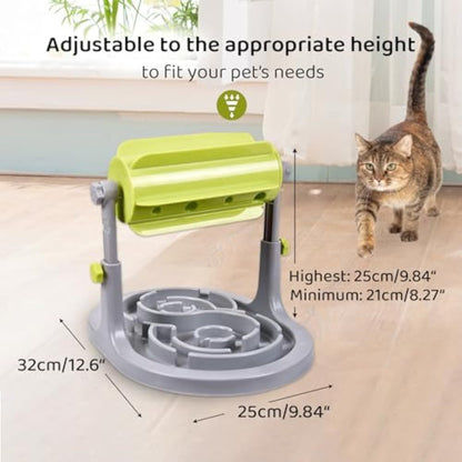 Newly Released at Buy Center: Interactive Dog Cat Food Puzzle Toy Slow Feeder Pet Bowl Treat Boredom Dispensing Slow Feeder Anxiety IQ Training In Smart Feeding And Adjustable Height For Small Medium Dogs