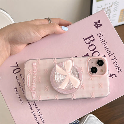 Just Arrived at Buy Center: Magnetic Drop-resistant Plaid Bow Phone Case