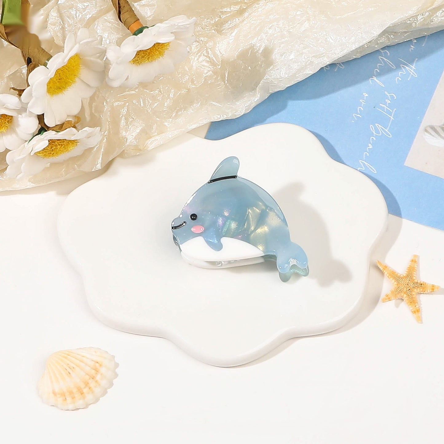 Buy Center Excellence-Handmade Acetic Acid Small Hair Clip Marine Life 3.5cm Dolphin Acetic Acid