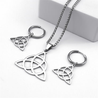 Collier pendentif triangle cercle en acier inoxydable