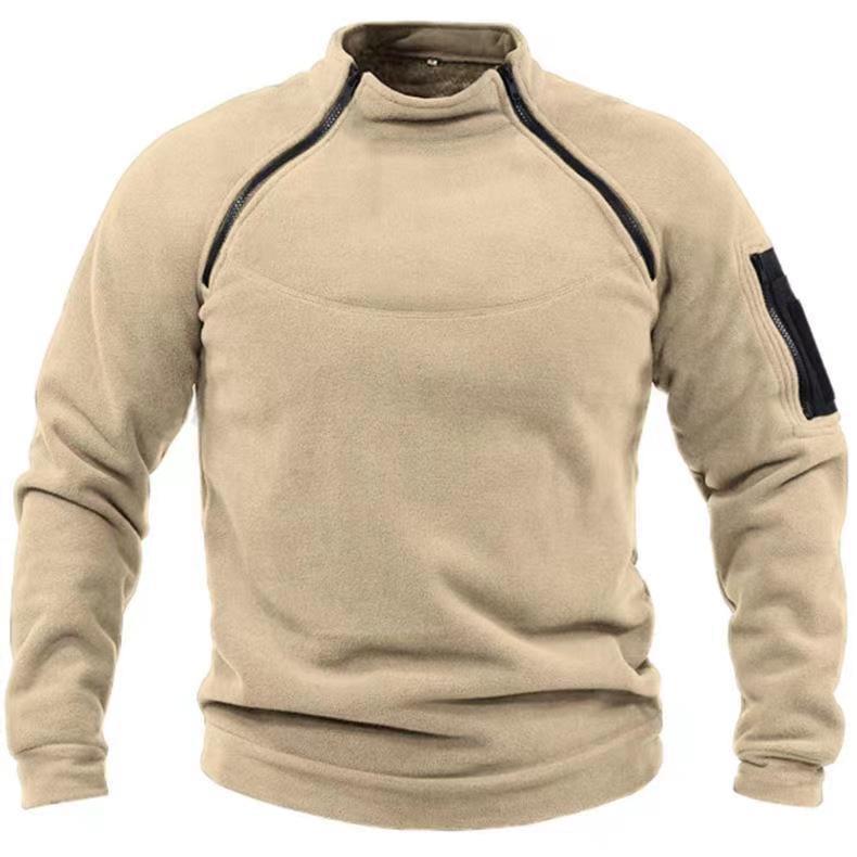 Stand Collar Men's Sweater Warm And Loose Solid Color Clothing Buy Center