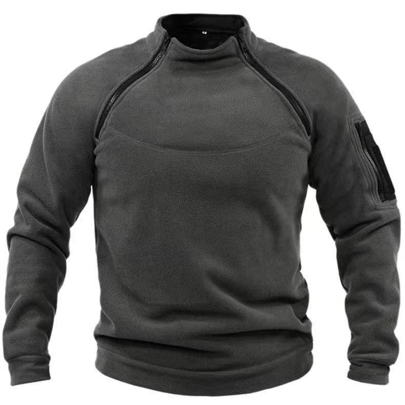 Stand Collar Men's Sweater Warm And Loose Solid Color Clothing Buy Center