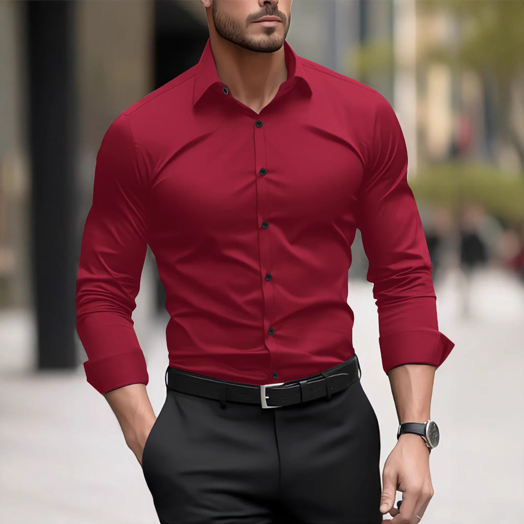 Chemise à manches longues décontractée pour homme avec pigments