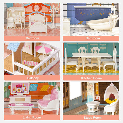 Newly Released at Buy Center: Robud Wooden Dollhouse For Kids Girls Toy Gift For 3 Years Old With 28 Furnit