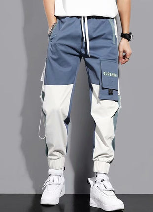 Men's Versatile Ankle-tied Stitching Drawstring Thin Casual Pants