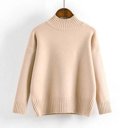 White Turtleneck Sweater Women's Pullover Khaki