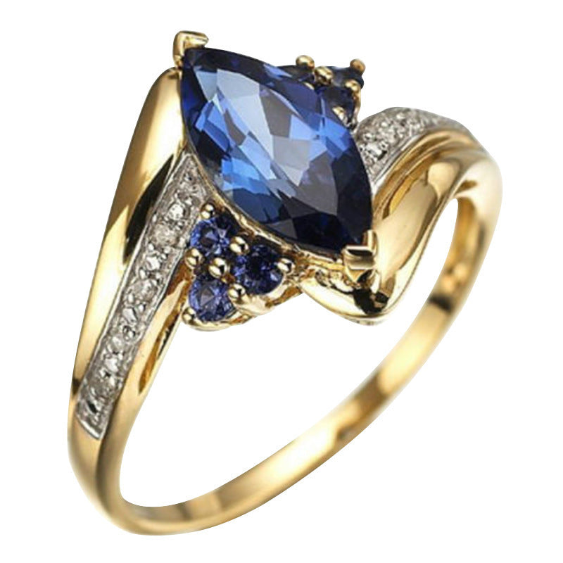 Buy Center Premium-Women's Fashion Sapphire Plated 18K Gold Ring